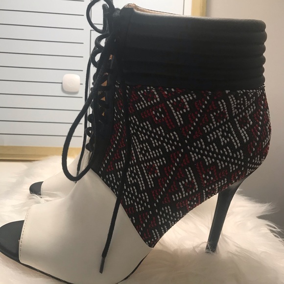 GX by Gwen Stefani Shoes - GX Gwen Stefani Red Black &White Pattern Booties